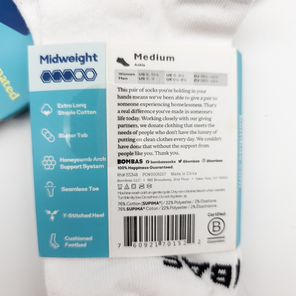 Bombas Ankle Socks Unisex Pack Of 2 Pairs - Picture 2 of 4